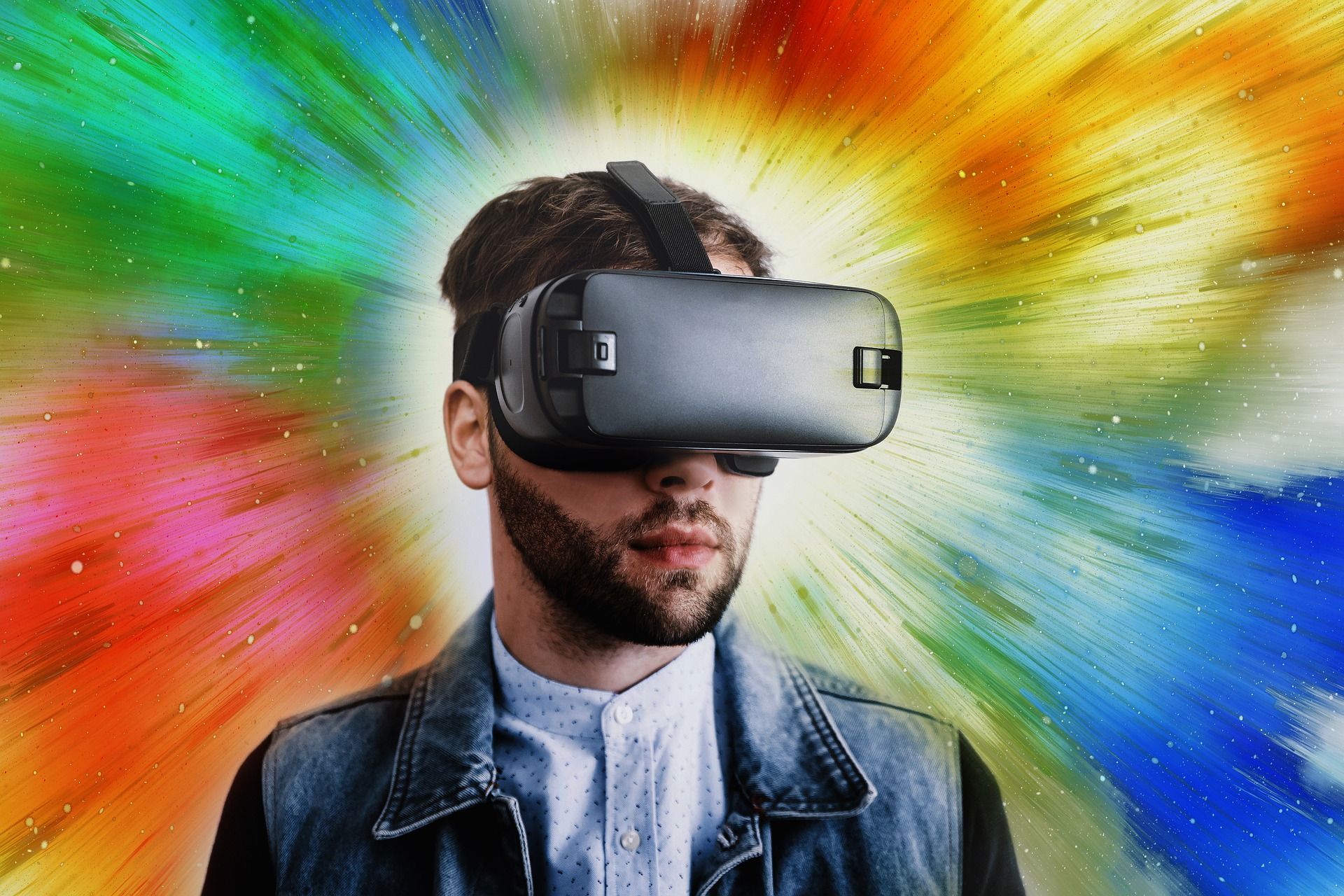 A man wearing a virtual reality headset.